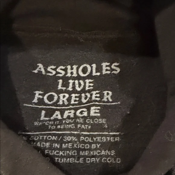 Assholes live forever “ gold digging wh*re” Black Hoodie with White Text - Picture 2 of 3